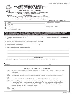 Form N100a Application For Additional Extension Of Time To File
