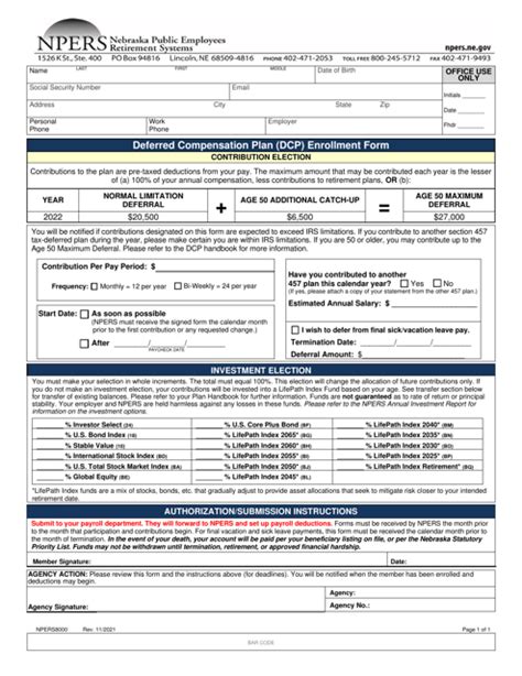 Form NPERS8000 Download Fillable PDF or Fill Online Deferred