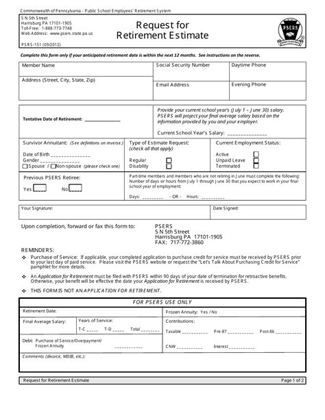 Form PSRS151 Download Fillable PDF or Fill Online Request for