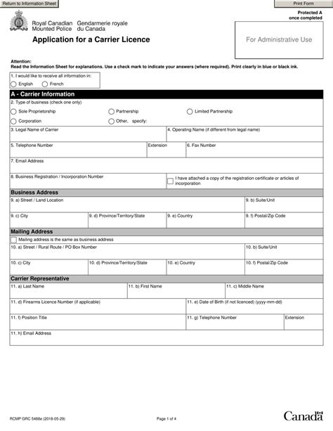Form RCMP GRC5488 Download Fillable PDF or Fill Online Application for