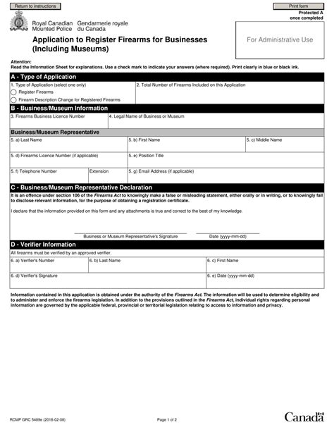 Form RCMP GRC5489 Download Fillable PDF or Fill Online Application to