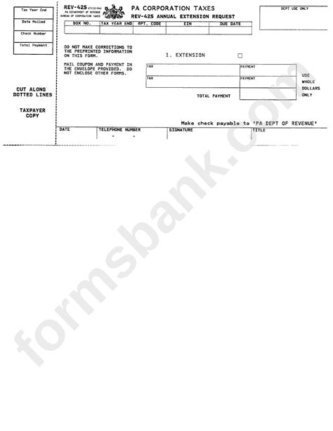 Form Rev425 Annual Extension Request Form Pa Department Of Revenue