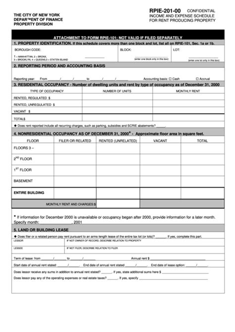 Form Rpie20100 And Expense Schedule For Rent Producing