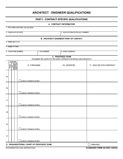 Form SF330 Download Fillable PDF or Fill Online Extra Section G Key