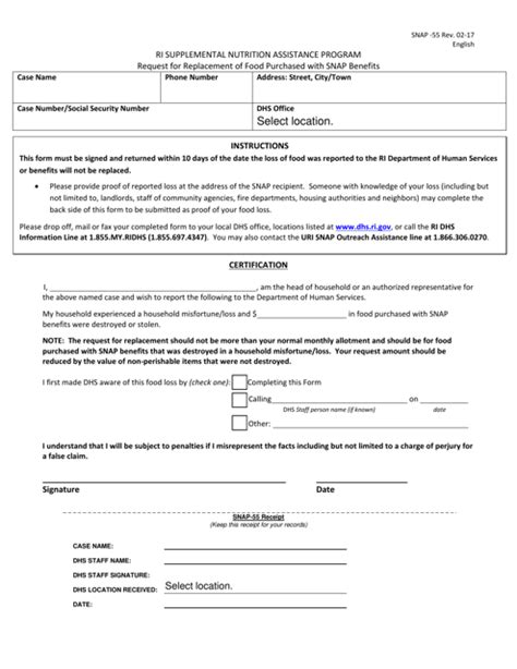 Form SNAP55 Download Fillable PDF or Fill Online Request for