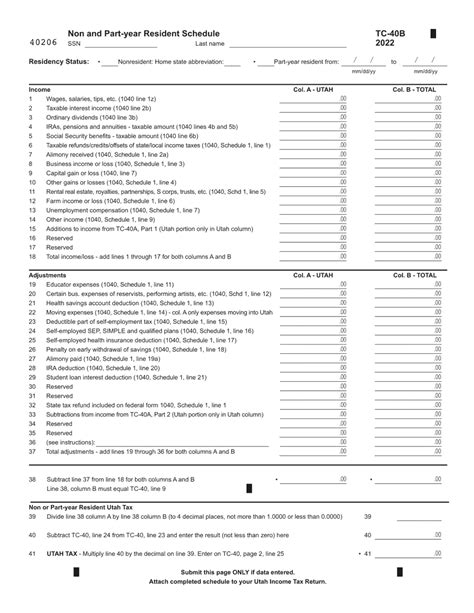 Form TC40B Schedule B Download Fillable PDF or Fill Online Non and
