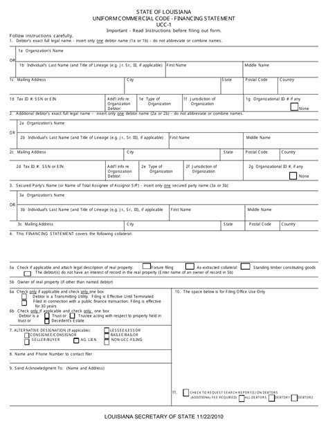 Form UCC1 Download Fillable PDF or Fill Online Uniform Commercial Code