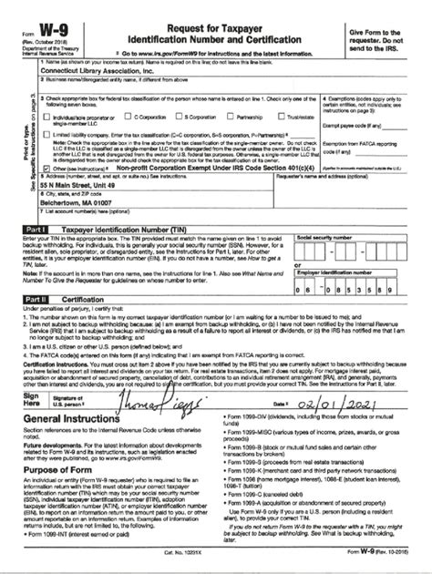 Form W 9 Request For Taxpayer Identification Number Tin And