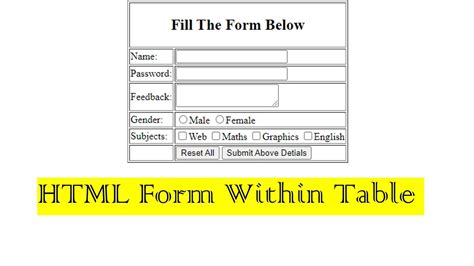 Form inside a Table using HTML and CSS (Tagalog) YouTube