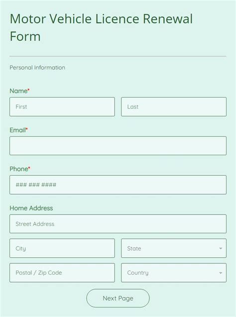 Form of Application for New Licence to Drive a Motor Vehicle