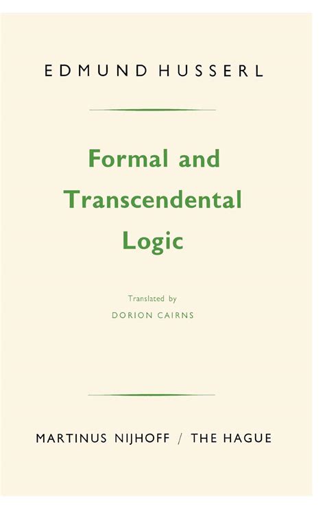 Formal And Transcendental Logic 9th Edition