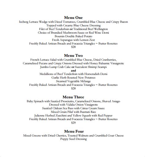 Formal Dinner Menu Template SampleTemplatess SampleTemplatess