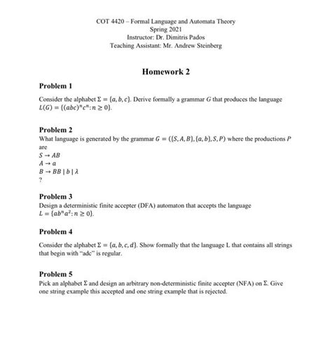 Formal Languages And Automata Theory Cot 4420 …