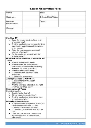 Formal Observation Lesson Plan Template Fresh Lesson Plan Template fo