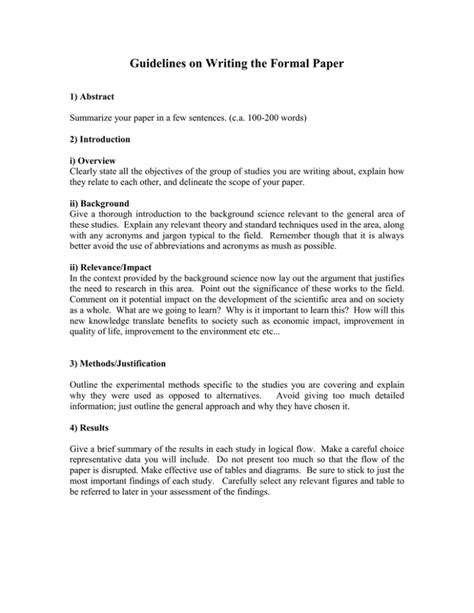 Formal Writing Guidelines