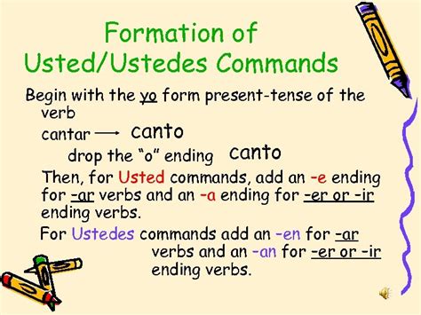 Formal usted ustedes Commands English Connection In English