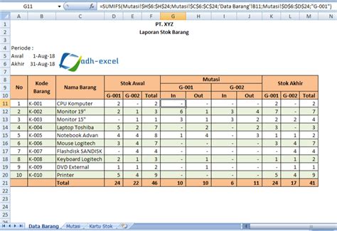 Format Excel Stok Barang