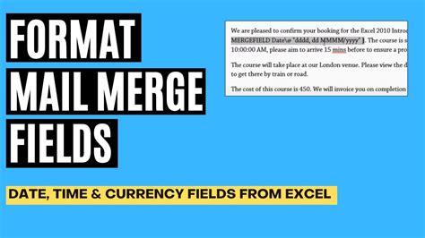 Format Mail Merge Fields from Excel YouTube