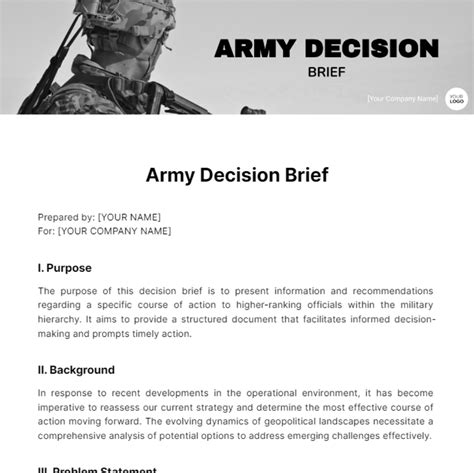 Format for army decision paper examples