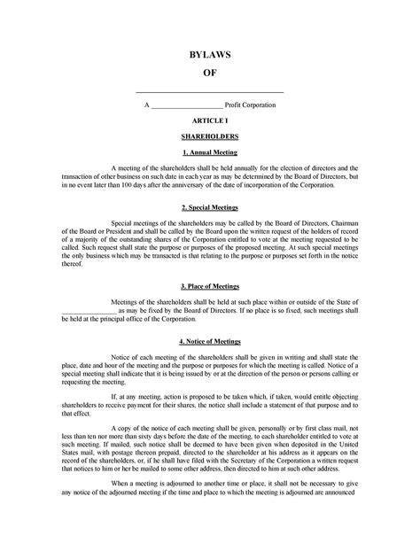 Format for bylaws. Creating sample corporate bylaws and following them is also an important aspect of what’s known as corporate compliance. Filing your taxes regularly, keeping corporate minutes, and following the bylaws of your company all give you the chance to come up with your own unique guidelines. Download 85 KB #10. Download 217 KB #11. Download 41 KB #12. … 