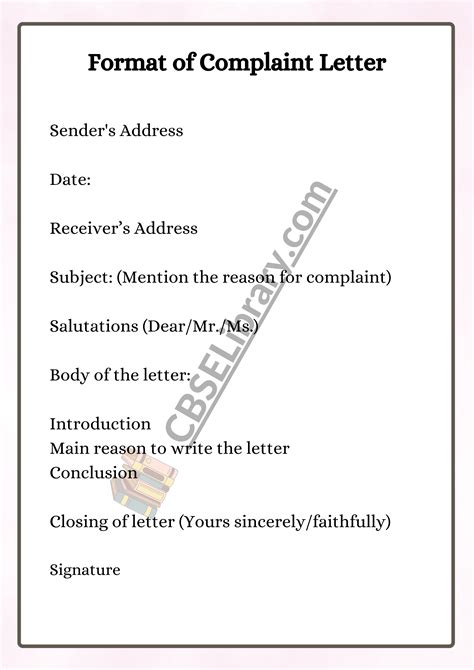 Format of complaint letter in english