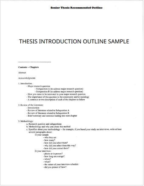Format of introduction in thesis