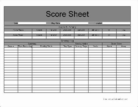 Formidable Football Score Sheet Excel Home Renovation Spreadsheet Template