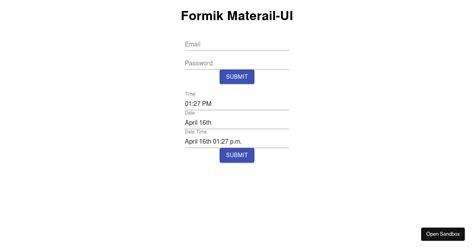 Formik playground. 3. .  Formik can be easily used/integrated with Material UI,...