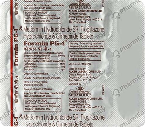 Formin Pg 1mg Strip Of 15 Tablets - PharmEasy