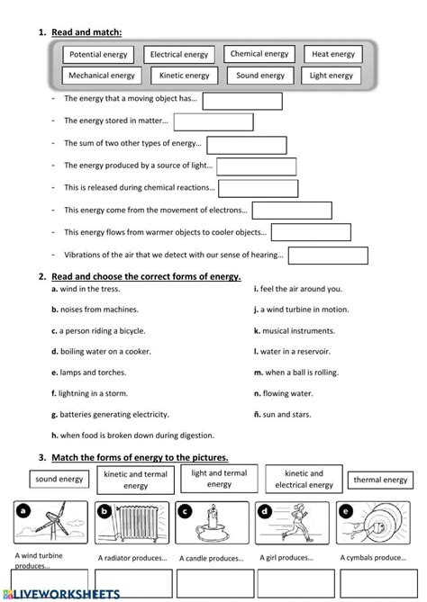 Forms Of Energy Worksheet Answers