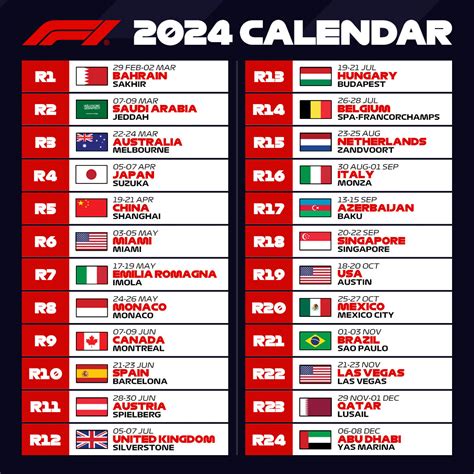 Formula 1 in 2024: Race calendar for record schedule, pre-season ...