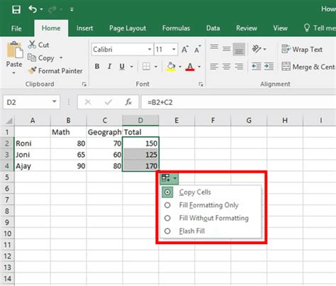 Formula excel copy cells
