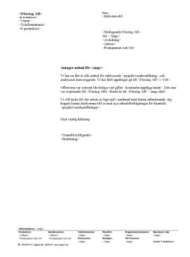 Formulering tacka ja till offert