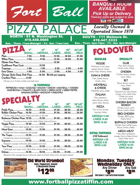 Fort ball pizza. Fort Ball Pizza Palace; Menu; Coupons; Menu; The biggest Italian buffet in town! Menu By using this website, you agree to our use of cookies. We use cookies to ... 