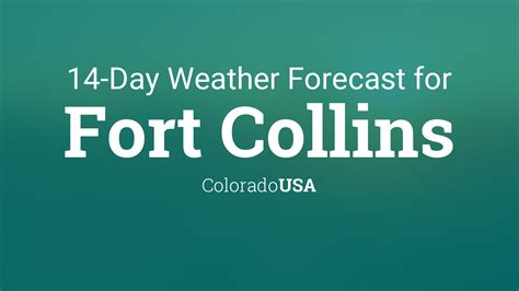 Fort collins weather forecast 14 day. Fort Collins, CO 10-Day Weather Forecast star_ratehome. 78 ... 14 h 39 m . Tomorrow will be 1 minutes 38 seconds shorter . Moon. 9:22 AM. 10:48 PM. waxing crescent. 15% of the Moon is Illuminated . 