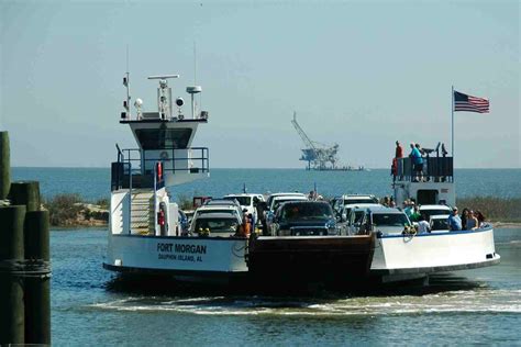 Visit the Mobile Bay Ferry website for updated information on the ferry times, as it runs year-round and carries vehicles but will typically have a final departure from Fort Morgan around 6:30 p.m. This trip takes a total of about 90 minutes as well (including ferry transport time) and gives you the chance to stop in Dauphin Island for some ...