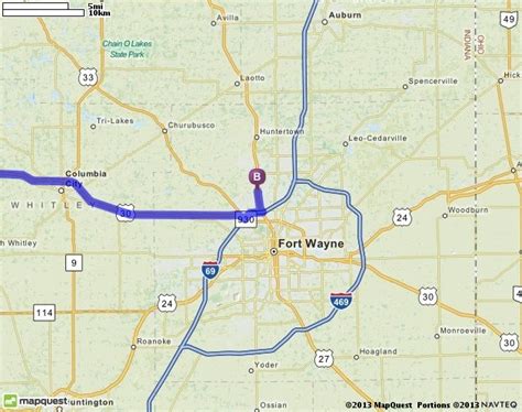Driving distance from Fort Wayne, IN to Lima, 