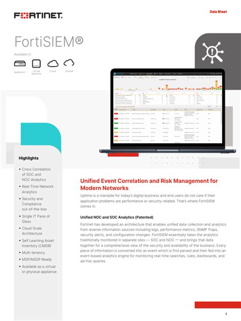 FortiSIEM Data Sheet Cloud Computing Computer Network