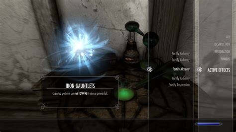 Fortify alchemy skyrim. Being a Vampire and have the restoration perk Necromage (boosts alchemy potions by additional 25%) Now you begin the loop by making fortify enchantment pots, crafting helm, bracer, ring and necklace with fortify alchemy. Put on the Armor and craft better "fortify enchengment" potions. 