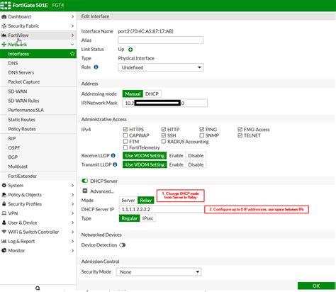 Fortigate dhcp relay debug.  Solution In the FortiOS GUI, navigate to Network -> Interfac...