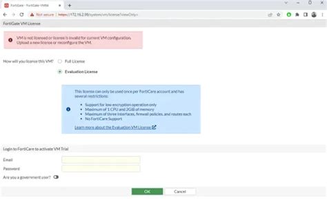 Fortigate vm trial limitations. Support for low encryption operation only...