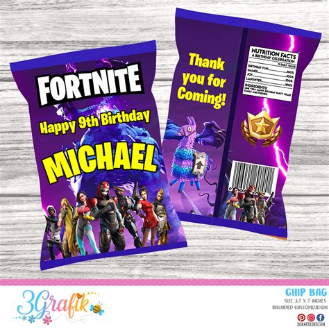 Fortnite Chip bag- INSTANT DOWNLOAD - Pinterest