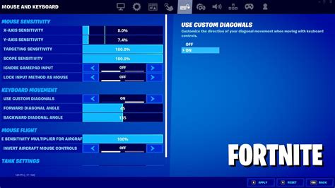 Fortnite Custom diagonal keyboard movement explained How it works settings and more