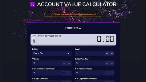 Fortnite account value calculator by username.  Calculate your Fortnite accou...