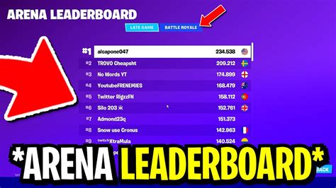 Fortnite arena leaderboard. The second player on the Fortnite Arena leaderboard is Twitch JvMafia, who has amassed 158,000 Arena points so far. This is the only player who could dethrone YouTube Shasta 7, as everyone else ... 