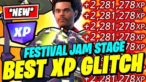 Fortnite jam stage xp glitch patched. New fortnite glitch at the festival jam stage #fortnite #fortniteglitch If you hop on the umbrella near the spawn point you can jump to the empty space in the air over the crowd behind the stage. This allows you to "float" around above the main stage area. If you walk too far you fall. 