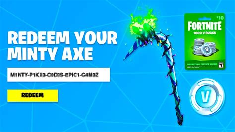 Fortnite redeem codes 2023. The code for Minty Axe Fortnite is 2632-2472-0504. The most often used Fortnite code is Minty Pickaxe Code 2023. Minty pickaxe is still prevalent in Fortnite discussions a year after its debut. We ... 