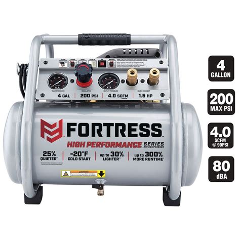  Fortress Ultra-Quiet. air compressor bills itself as being 80% quieter than its competitors. The air compressor has a 4.9 out of five average rating on Harbor Freight's website, making it among ... . 