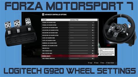 Forza motorsport wheel settings g920. Operating range = 900. Sensitivity = 50. Centering spring strength = 20. Pedals sensitivity. Clutch = 50. Brake = 50. Accelleration = 50. 