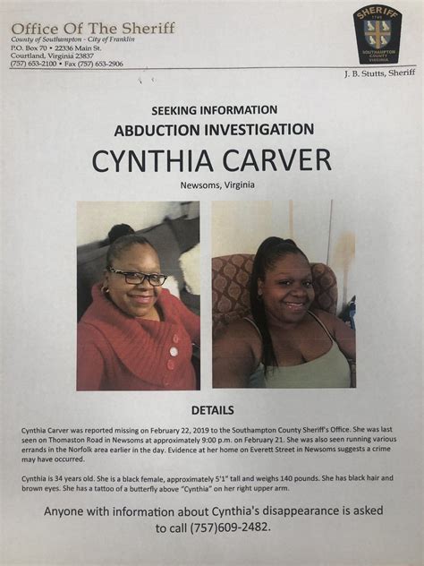 Found Deceased - VA - Cynthia Carver, 35, Southampton County, 21 …